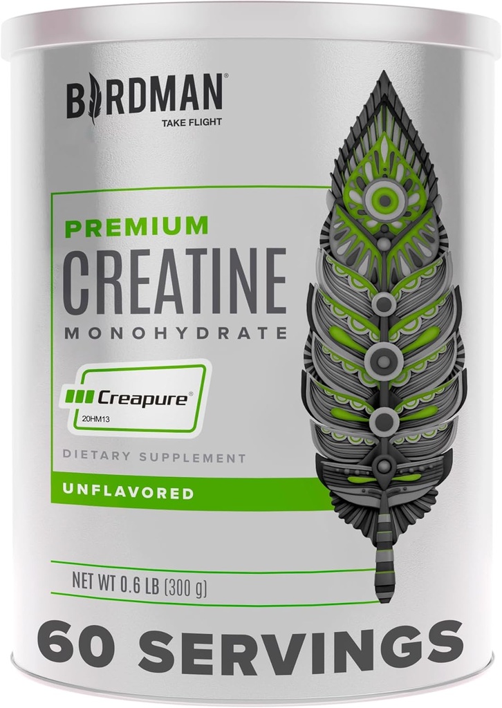 BIRDMAN High- Kemurnian Creatine Monohydrate Bup Tanpa Rasa, Pre- Workout, High Performance 124; 300g