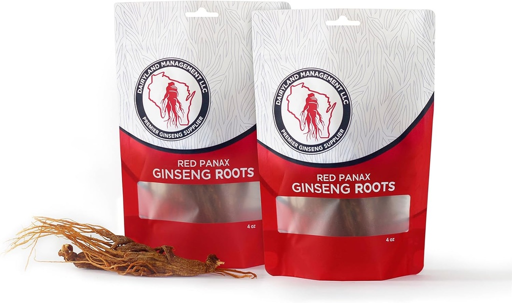 Dairyland Management LLC Red Panax Ginseng Root - 8 oz Pack of Korean Panax Ginseng Root - Autenic Panax Ginseng - Non-GMO, Gluten Free Ginseng Root - Gunakan Ginseng in Soup, Tea, Congee