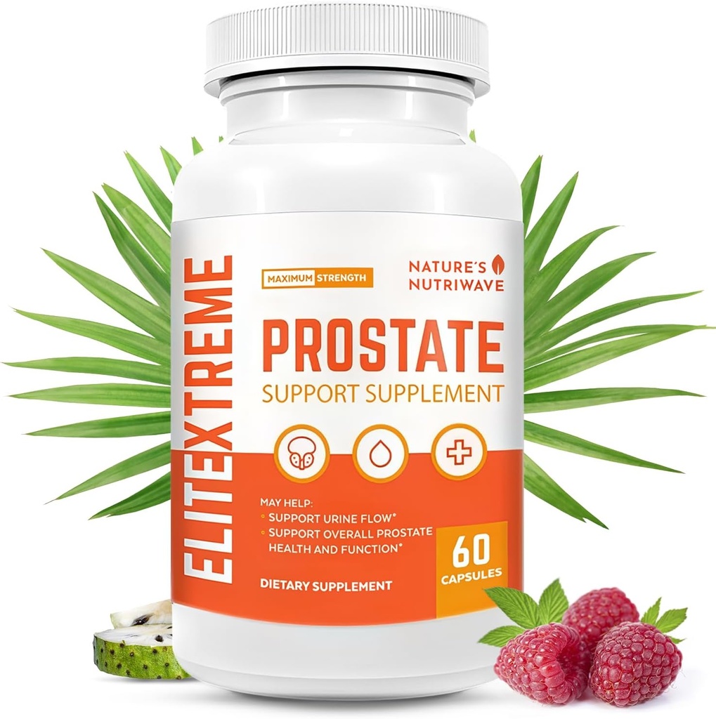 EliteXtreme Health Supplement - Formula Alam dengan Saw Palmetto, Plant Spols, Zinc, dan Vitamin 124; Non-GMO, dibuat di AS, 60 Kapsul, 1 Bulan Suppply