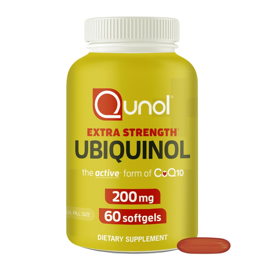 Quinol 200mg Ubiquinol, powerful Antioksidant for Heart and Vaskular Health, Escular for energy production, Natural Suplemen Active Form of CoQ10, 60 Count