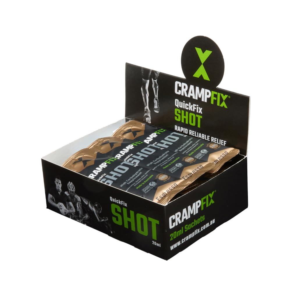 Sports Shot, Prevents and Relieves Muscle Kram in Seconds, Easy Carry Sachets, 15 Pack, All Natural, Espresso dengan Caffeine