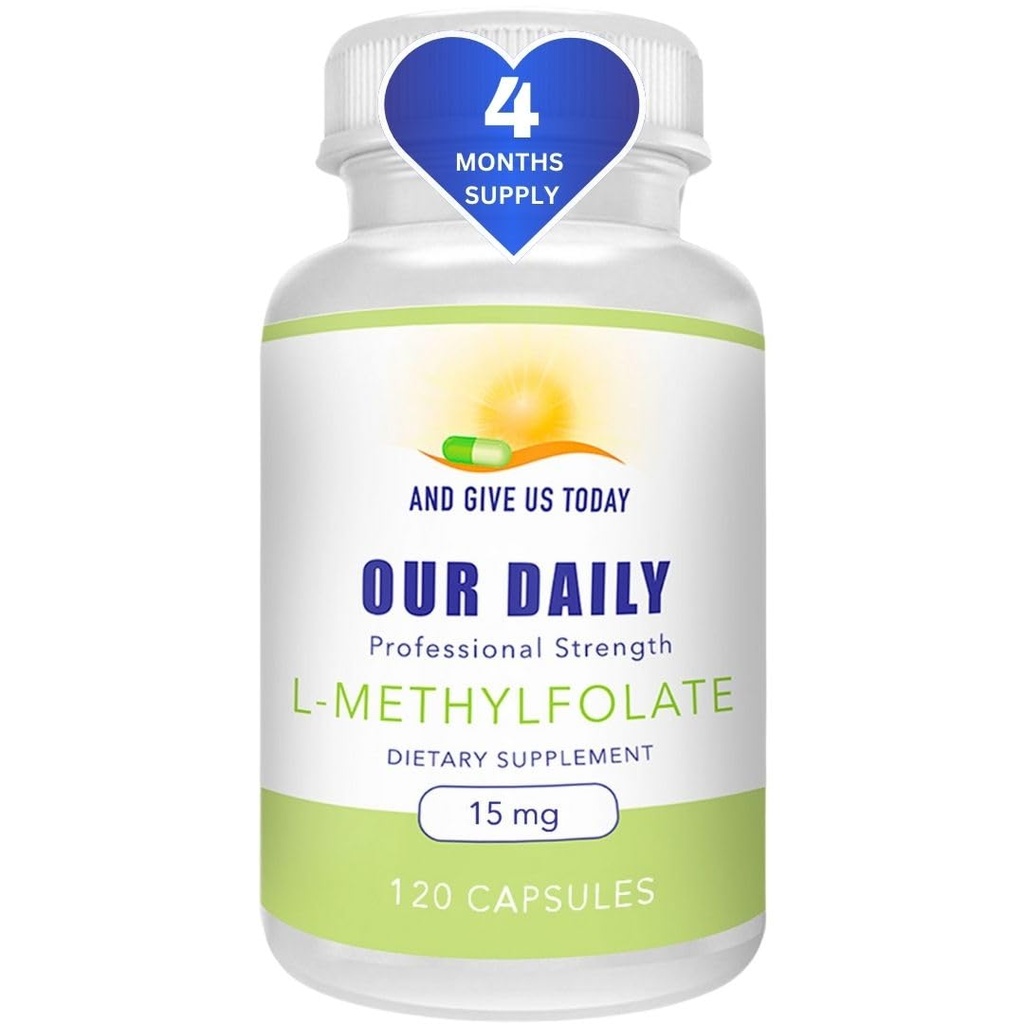 DAN MEMBERIKAN US HARI INI DAILY L-MEthylfolate 15 mg / 15000 MCG Maximum FOLD, 5-MTHF, Filler Free, Gluten Free, NON-GMO, Vegetarian Capsules (4 Bulan Supply) (120)