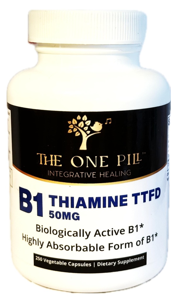 Vitamin B1 Thiamine TTFD, Thiamine Tetrahyfuryl Disulfide, 50mg -250Capsules, Vegan, Non GMO, Tidak ada isian buatan atau additives Stearate.