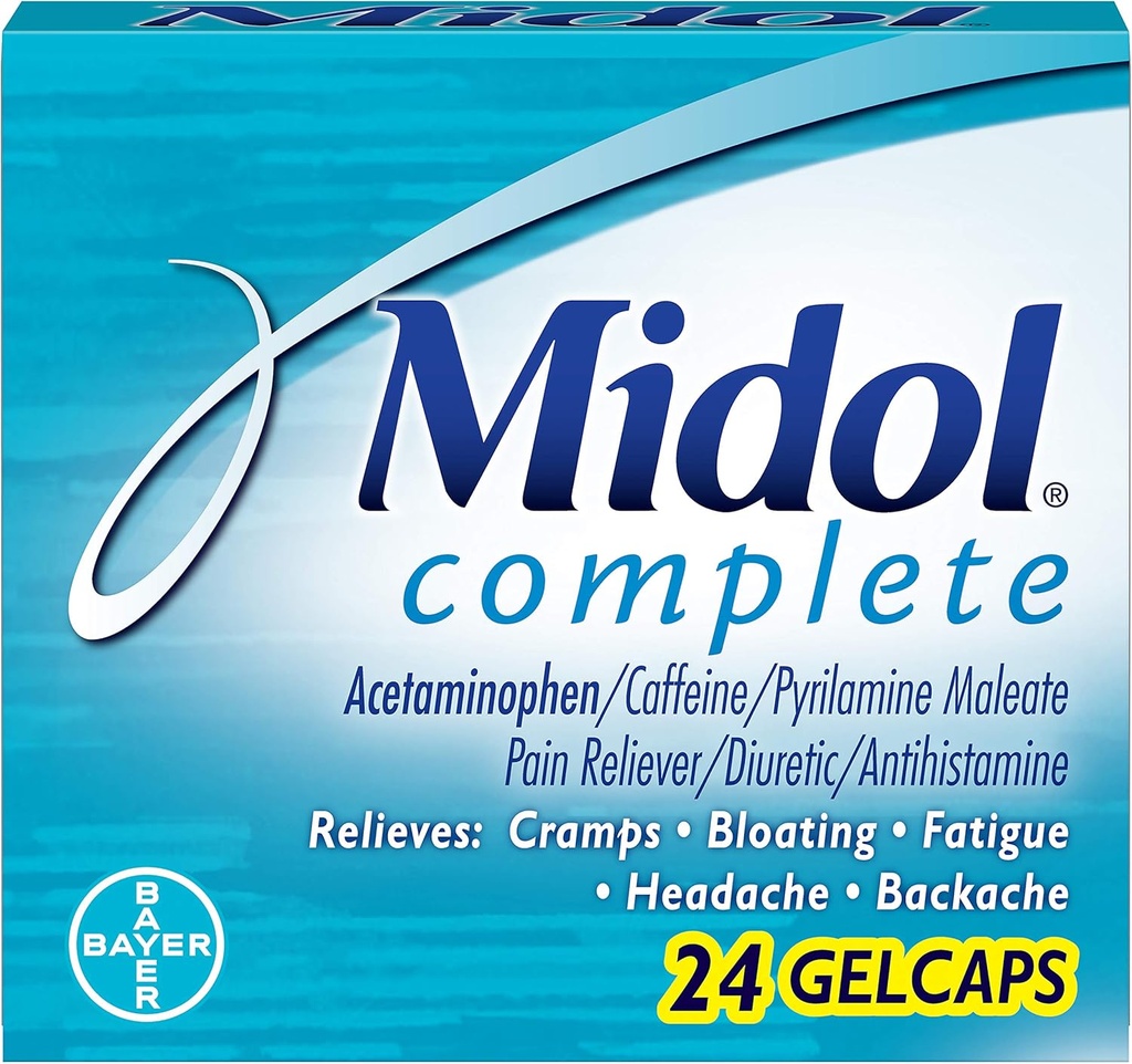 Midol Lengkap Gelcaps, 24- Count Box (Paket 4), Paket May Vary
