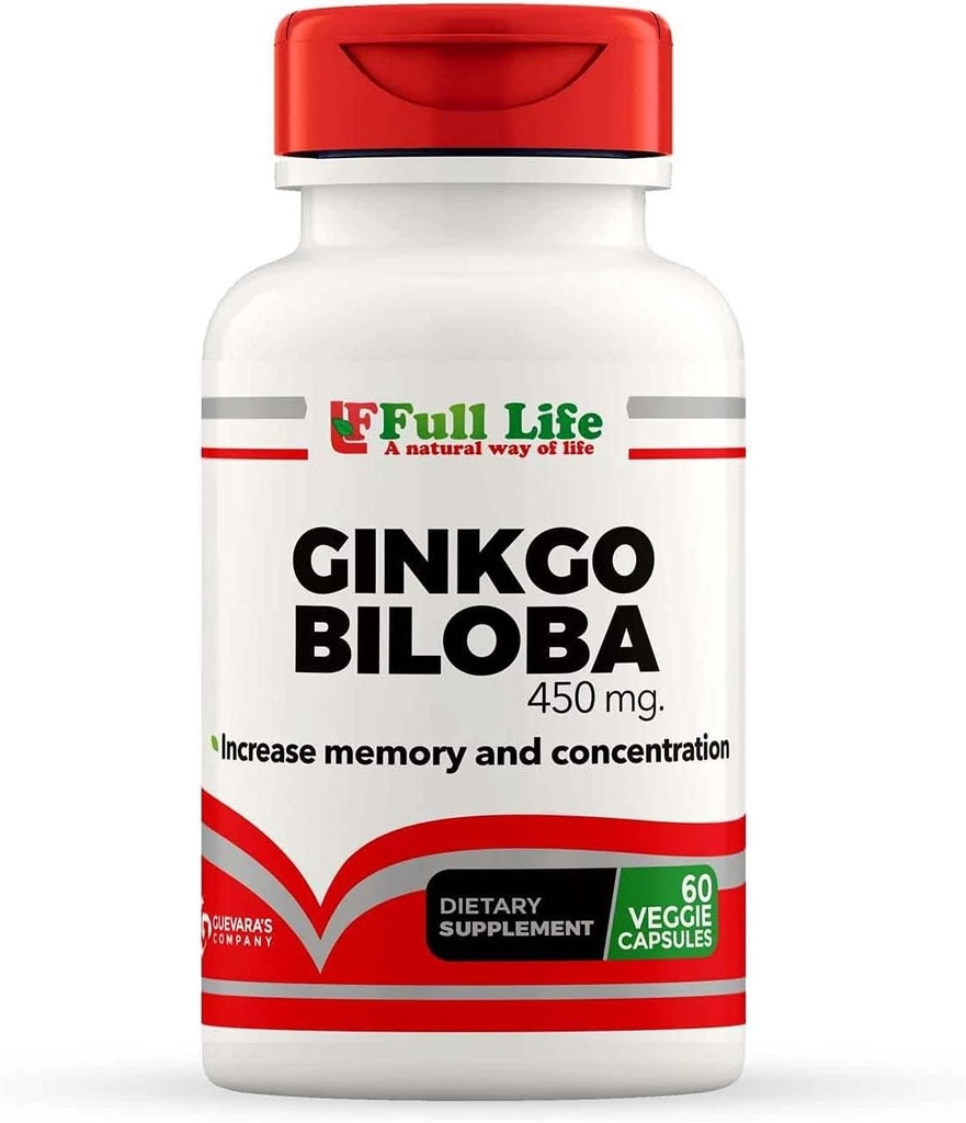 Full Life Ginkgo Biloba Kapsules - Suplemen Herbal - 60 Veggie Capsule 450mg.