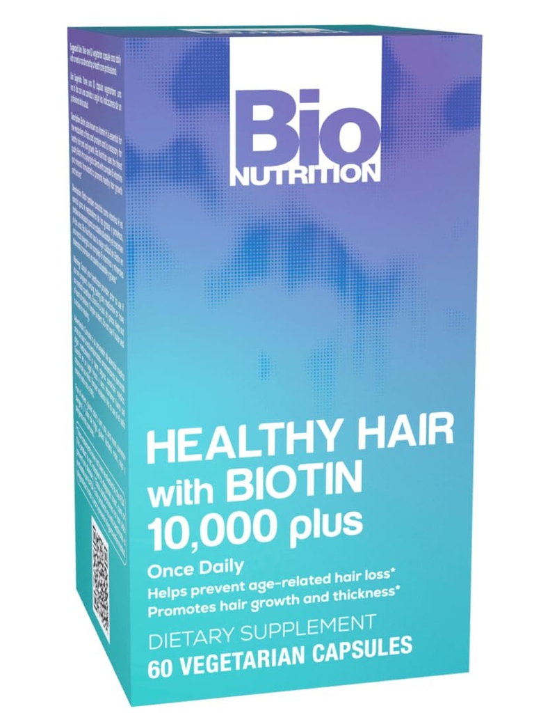 Bio Nutrition Heally Hair Support with Biotin 60 Vegetarian Capsules 124; Stronger Hair 124; Thicker Thicker Season 2, Promotes Hair Growth and Thickness 124; Blend with Complex B Vitamin and Minemines