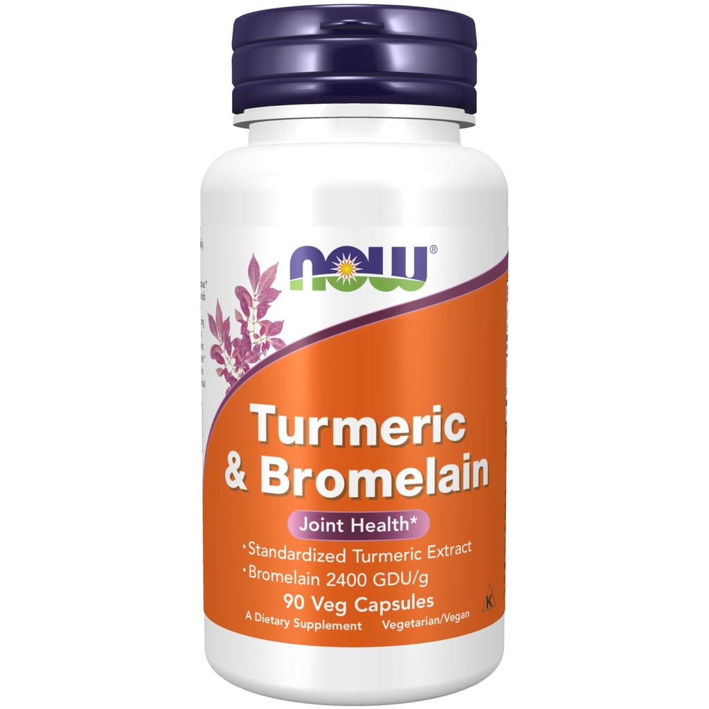 Sekarang Makanan Suplemen, Turmeric & Bromelain (Standardized Turmeric Extract) dengan Bromelain 2400 GDU / g, 90 Veg Capsules