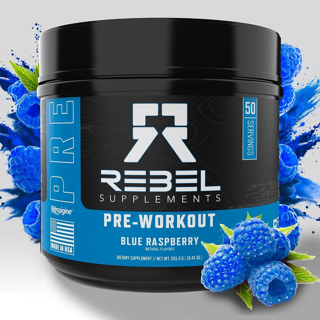 Suplemen pemberontak # Blue Razz Loaded Pre Alanine, Extreme Pumps, Laser Focus, Insane Energy 124; 7000mg L- Citrulline, 4000mg Beta Alanine, 1500mg Nitroiginine ®, 350mg Caffeine 14450 Servings