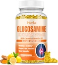 Glucosamine Chondroitin MSM Gummies - Gabungan Dukungan dengan Turmeric, Boswellia, Vitamin D3, Acid Hyaluronic, Antioksidant, Immune Dukung untuk Dewasa, Pria & Wanita Vegan, 60 Gummi