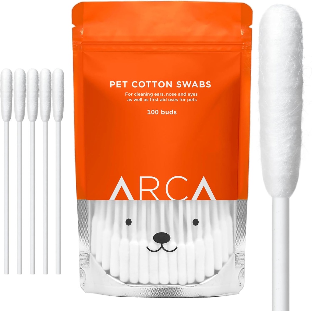Cotton Swabs for Dogs and Cats - Cat & Dog Ear Long Cotton Swab - Extra Long Stick, Cat & Dog Ear Cleaning Kit for Puppy and Pets, Multipurity Pet Cotton Swabs for Ears (100 Buds)