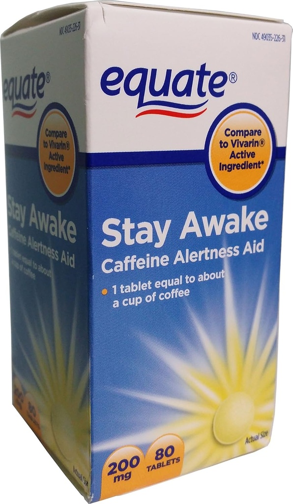 Equate Stay Awake Caffeine Alertice Aid, 80 tablet, 200 mg