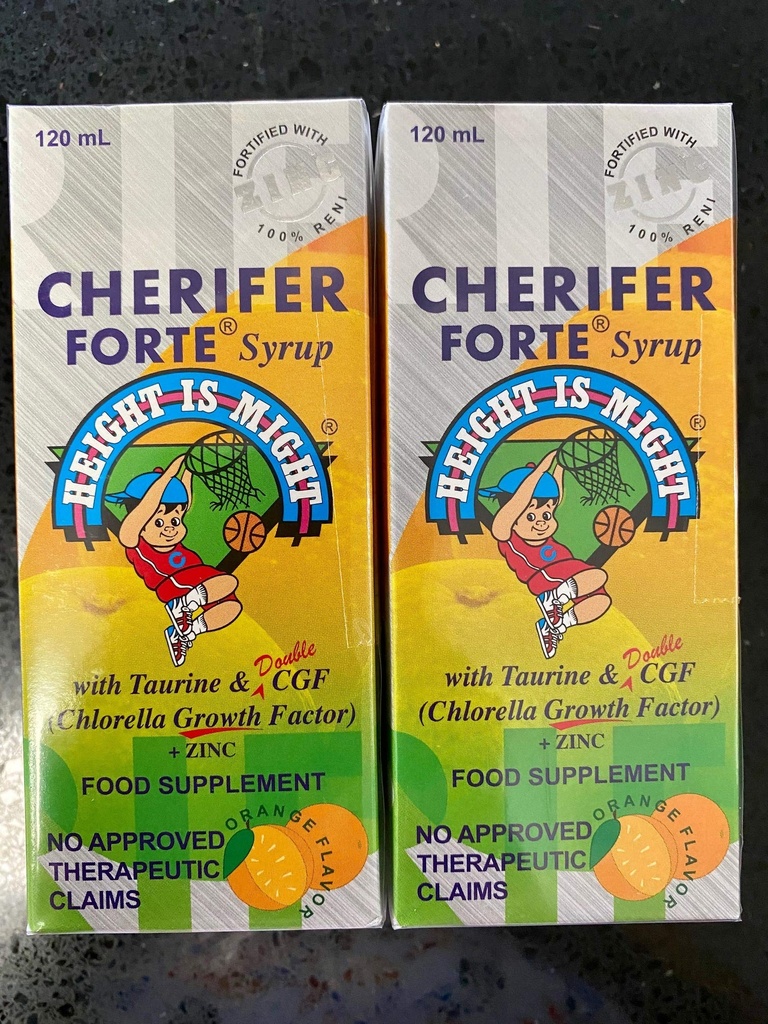 CHERIFER Forte Syrup w / Taurine & Double Chlorella Growth Factor + Zinc 120ml (Paket 2 Botol)