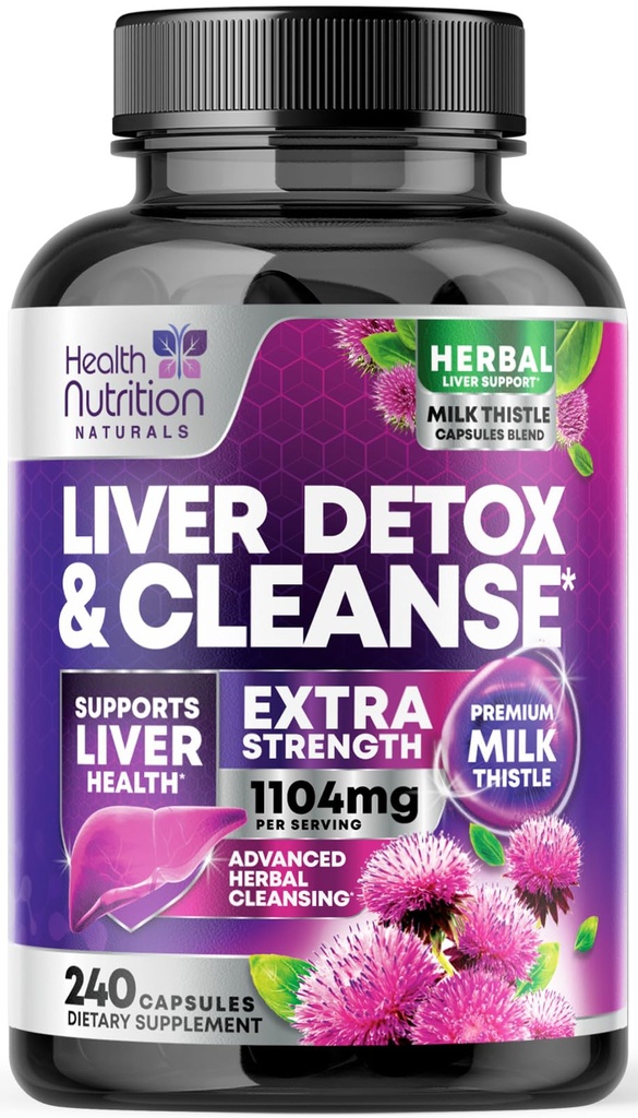 Gentle Liver Cleanse Detox & Repair Formula - Advanced Liver Support with Silymarin Milk Thistle, Dandelion Root, Artichoke Extract, Turmeric, Choline, & Beetroot - 240 Vevgie Capsules