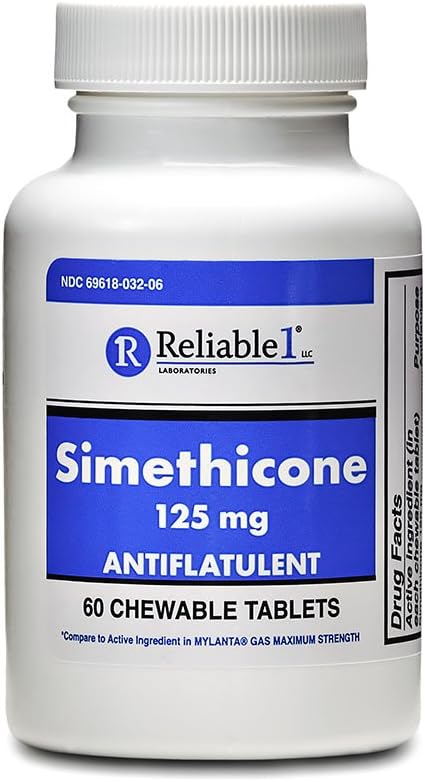 Dapat diandalkan 1 Simethacon 125 mg Anti- Gas 60 tablet Peppermint (1 Botol)