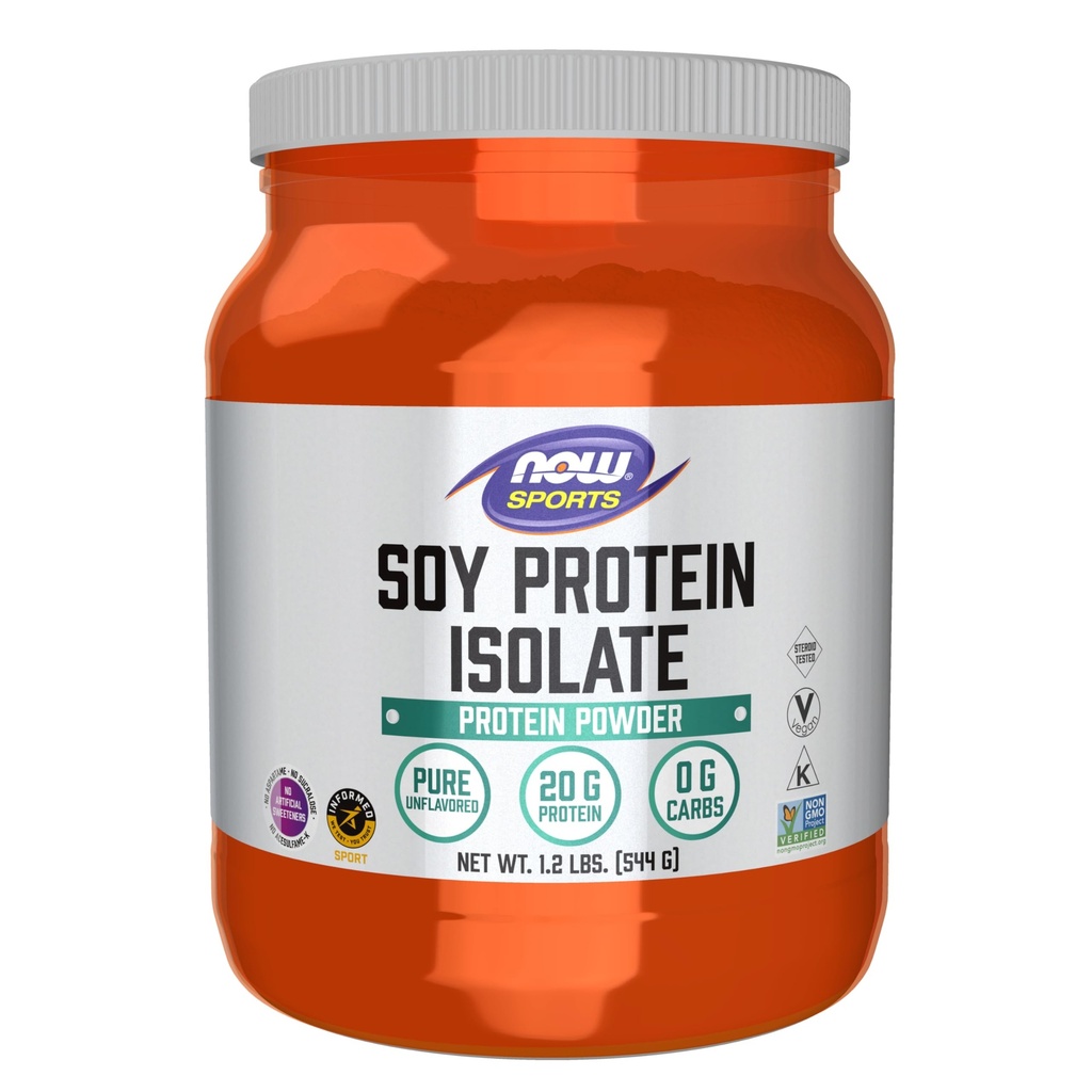 NOW Foods Sports Nutition, Soy Protein Isolat 20 G, 0 Carbs, Bubuk Unflashored, 1.2- Pound