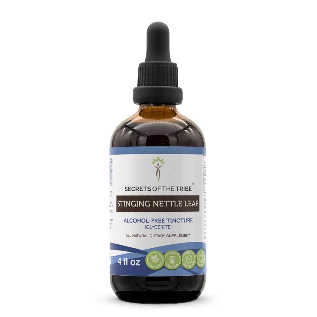 Rahasia Suku Stinging Nettle Leaf Alcohol- Free Tincture (Glycerite) 694 mg Stinging Nettle (Urtica Dioica) Dry Leaf (4 Fl Oz) Persediaan Relief Allergy