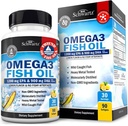 Triple Power Omega 3 Minyak Ikan 3000mg - Potency Tinggi Omega 3 Tambahan untuk Perempuan dan Pria, Burpless Lemon Flavor Ikan Oil - 2250mg Estimg Acids Gendut dengan DHA & EPA, Wild Caught, 90 Softgels