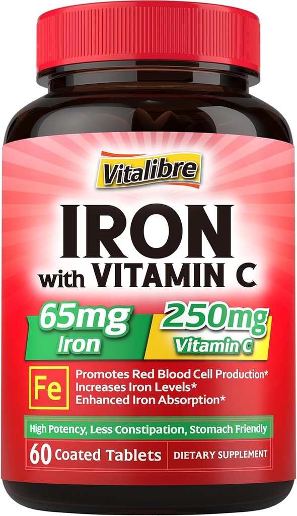 Tambahan Besi dengan Vitamin C untuk Defisiensi Besi & Magnesium Kompleks 10 dalam 1 Defiensi Magnesium