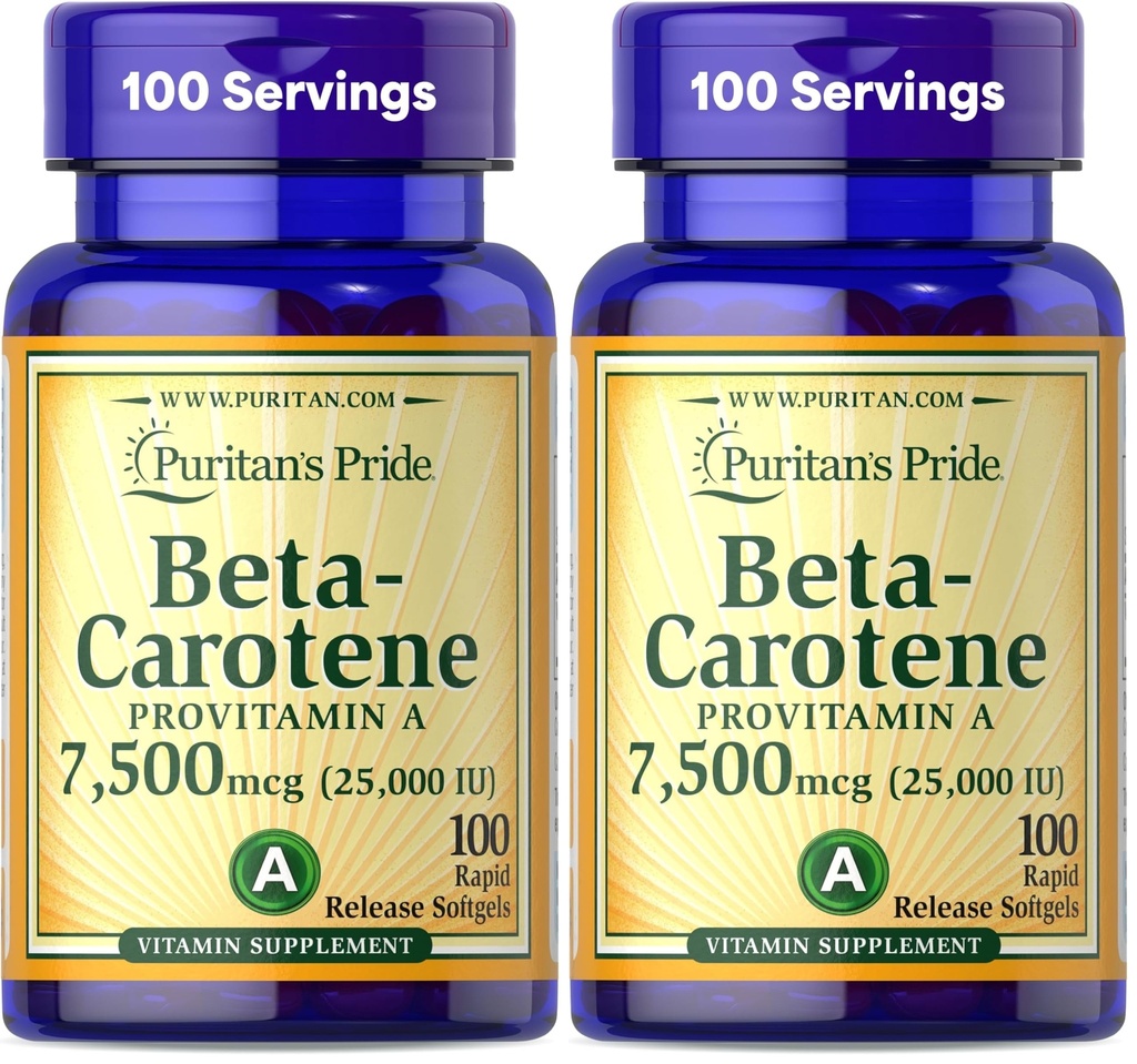 Puritan 's Pride Beta Carotene for Imune and Eye Healty System 100 Softgels (Pack of 2)
