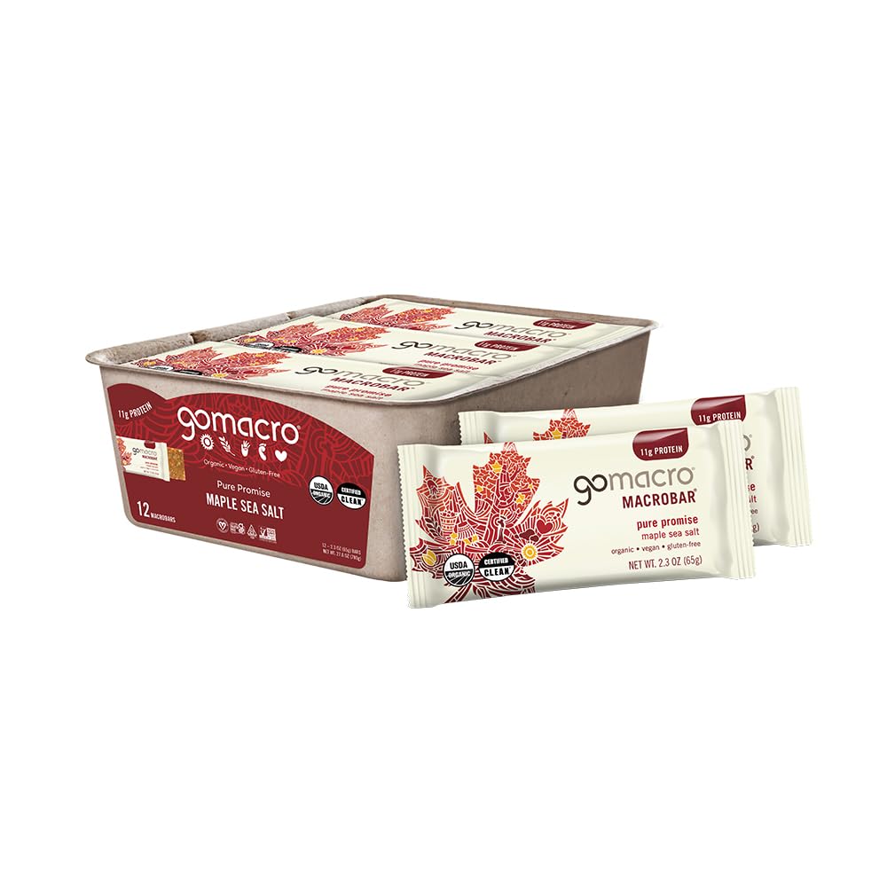 GoMacro MacroBar Organik Protein Bars - Maple Sea Salt (2.3 Ounce Bars, 12 Count)