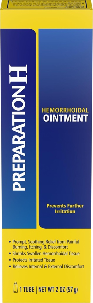 PREPARATION H Heembehoid Symptom Treatment Ocontament, Itching, Burning & Discomfort Relief, Tube (2.0 Ounce)