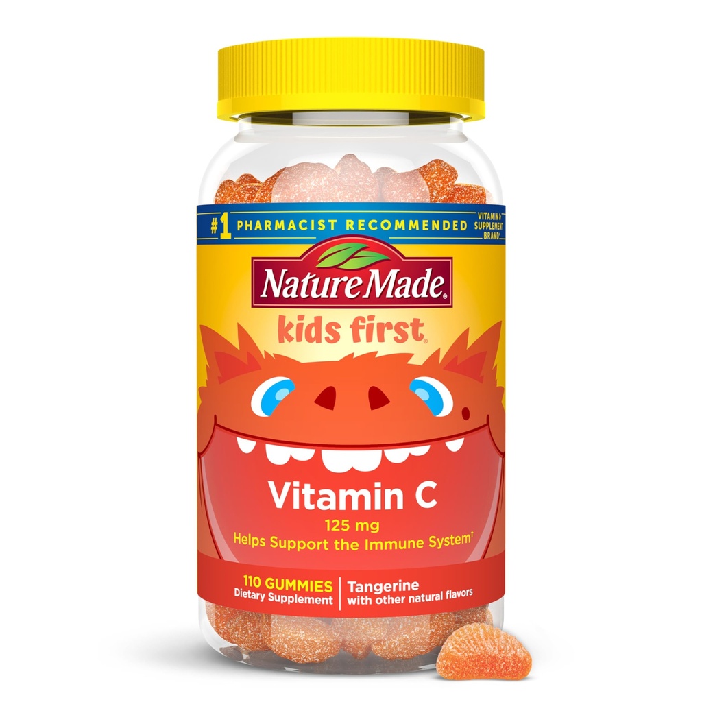 Nature Made Kids First Vitamin C Gummies for Kids, Dietary Suplement for Immune Dupport, 110 Gummies, 110 Day Supply