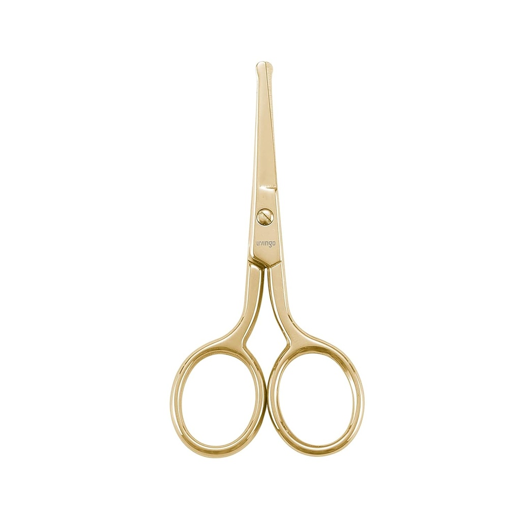 Gunting Rambut Profesional LIVINGO Nose, Multiply-intended Stainless Steel Rounded Straight Blade, Eyebrows Ear Rimming Beauty Tools for Men & Women, 3.5 "Gold