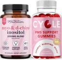 SMNutrition PMS Dukung Gummies & MYO - Inositol & D- Chiro Inositol 124; Hormone Balancing Bundle dengan 40: 1 Rasio Inositol Supplemen (30 Siklus Mendukung Gummies untuk Perempuan (30 Hamba)