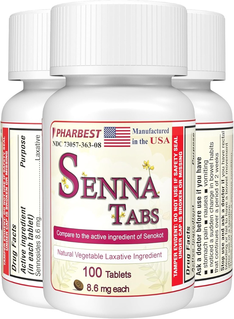 Senna Tablet 100 Ct. 124; Natural Vegetable Laxative [Made USA]