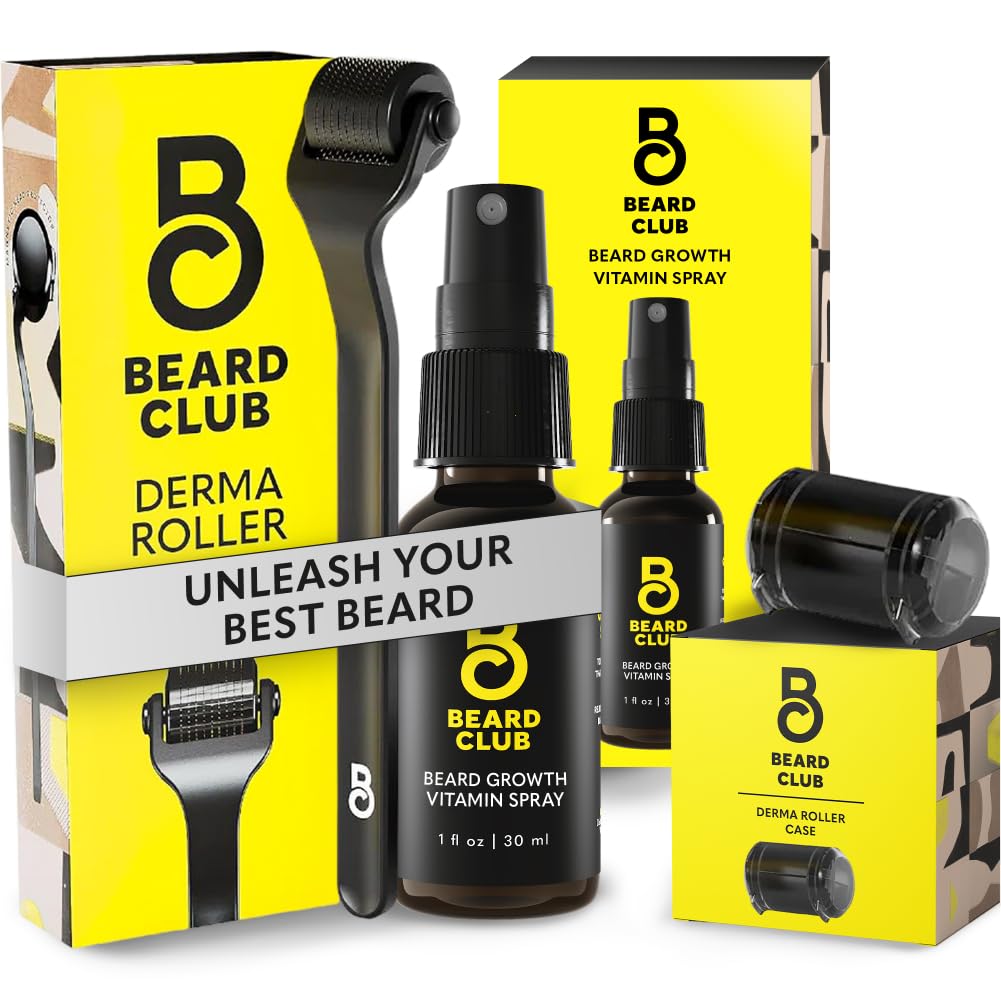 Klub Beard Premium Derma Roller & Biotin Growth Vitamin Spray