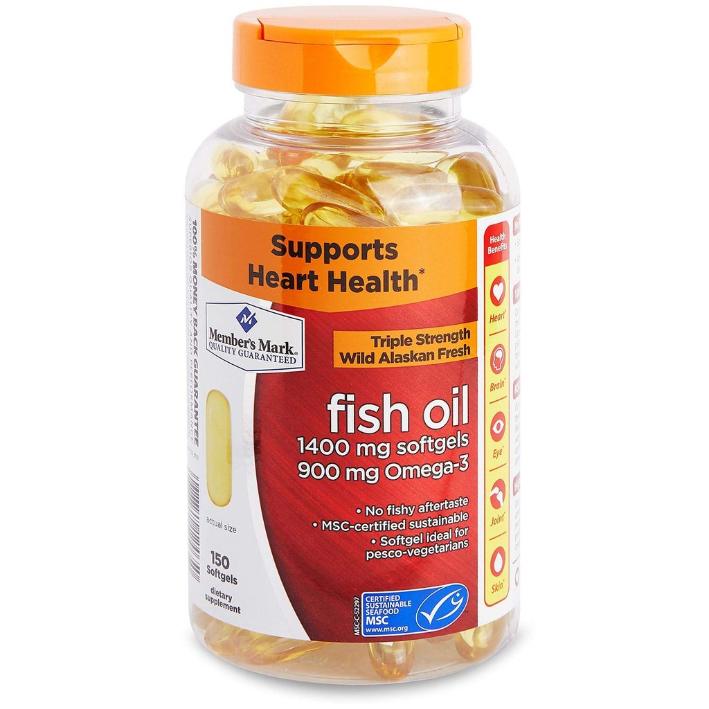 Tanda Anggota Omega 3, Minyak Ikan 1400 mg (900 mg EPA / DHA), Bahan Hiburan, 150 Softgel