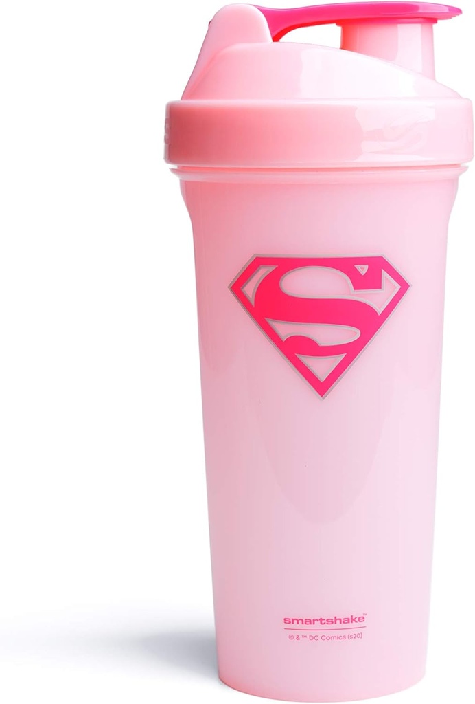Smartshake Lite Justice League Protein Shaker Bottle 800ml - DC Comics Water Bottle, BPA Free Gym Shaker And Protein Powder (Supergirl)