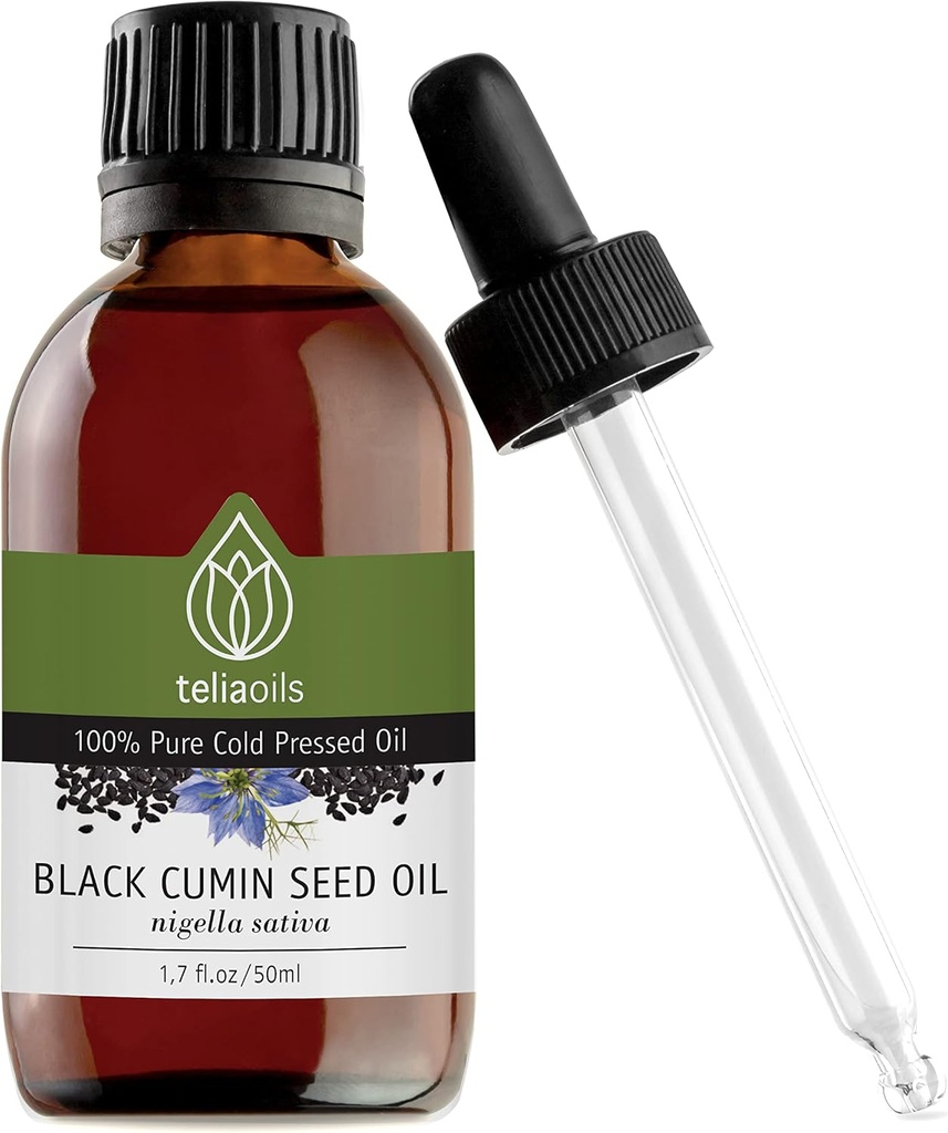 Telioils Black Seed Cumin, 100% Pure, Natural, Cold Pressed, Rich in Omega-3 & Omega -6 asam lemak & Polyphenol Premium, untuk Skin, Nails & Hair, Antioksidant yang sangat baik