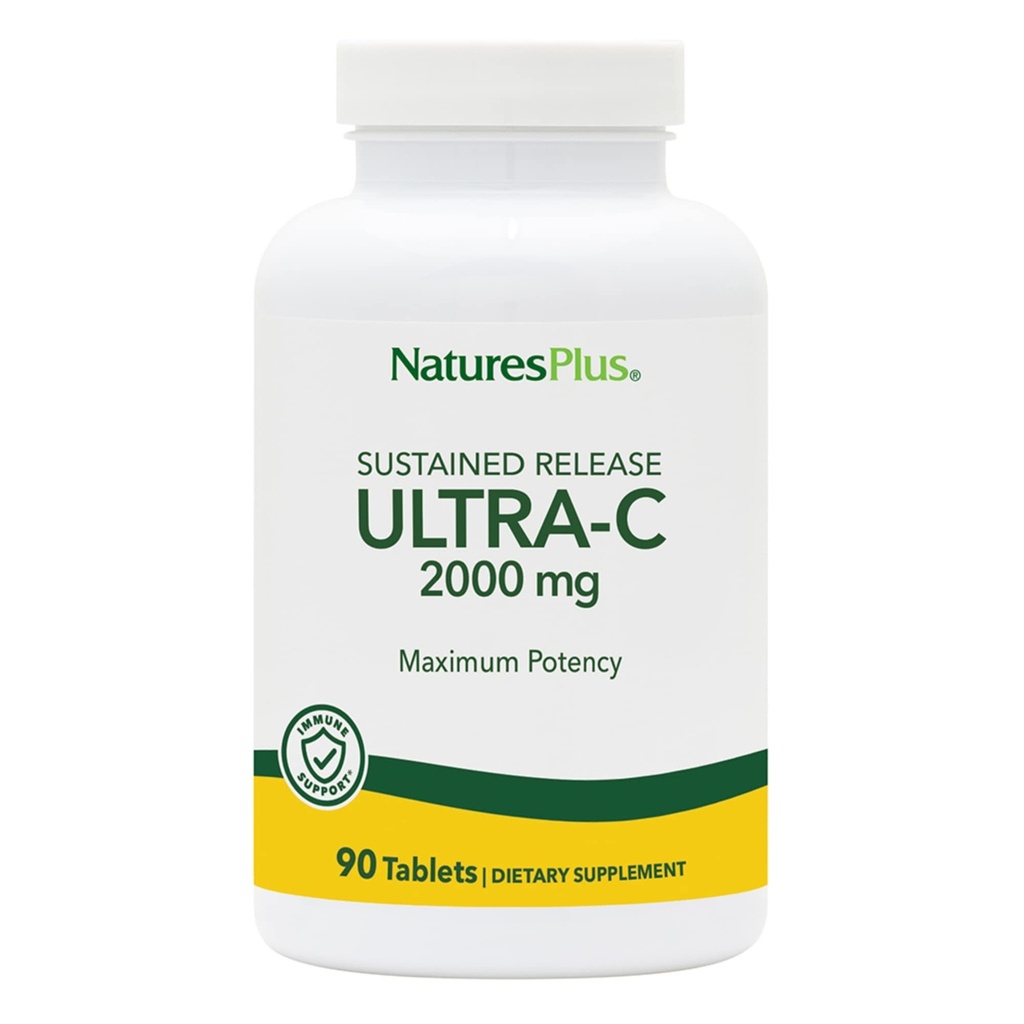 Natures Plus Ultra C W / Rose HIPS, Diperluas - 2000 mg, 90 tablet Vegetarian - Dukungan Potency Ammune, Antioksidant - Free- Radical Defense - Gluten-Free - 90-90 Servings