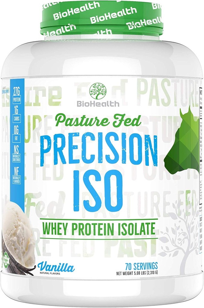 BioHealth Nutrition Precision ISO Vanilla (5lb) Aver124; 27g Premium PAMUM WHey Protein Isolate + Amino Acids 124; 70 Servings 124; Zero Sugar 124; GMO Bebas