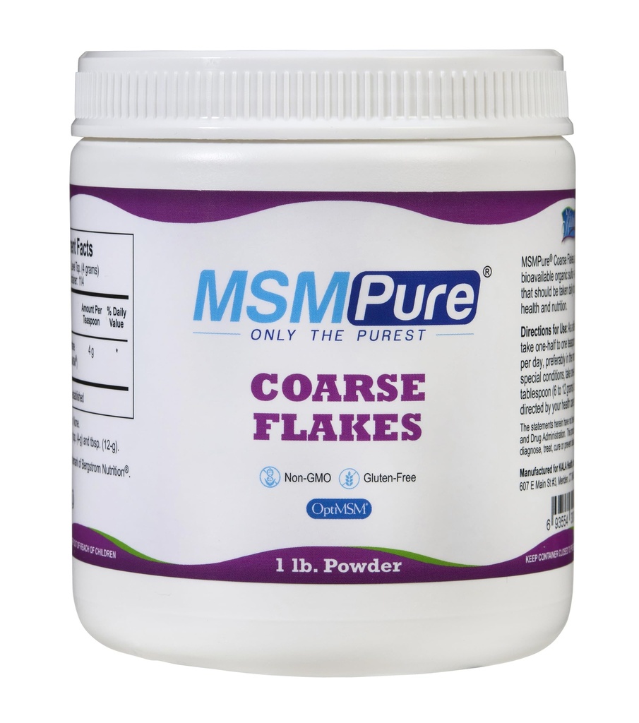 KALA HEALTH MSMPure Coarss MSM Powder - US- Made MSM for Joint Health, Skin Appectures, and Hair & Nail Dupport - 1 Ibs, Organik Sulfur