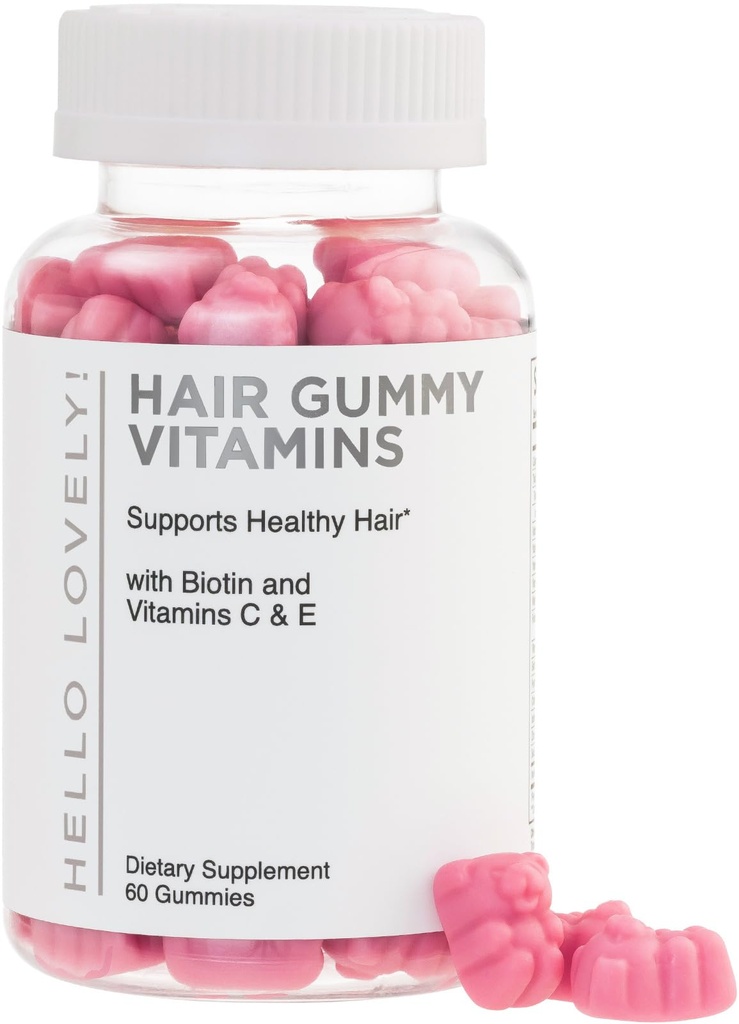 Gumne Rambut Vitamin - Biotin 5000 mcg dengan Vitamin E, C & Zinc, Perkembangan Rambut untuk Perempuan & Pria - Lebih kuat, Rambut Cantik, Skin & Nails Tambahan, Non-GMO & Gluten-Free - 60 Gummy Bears