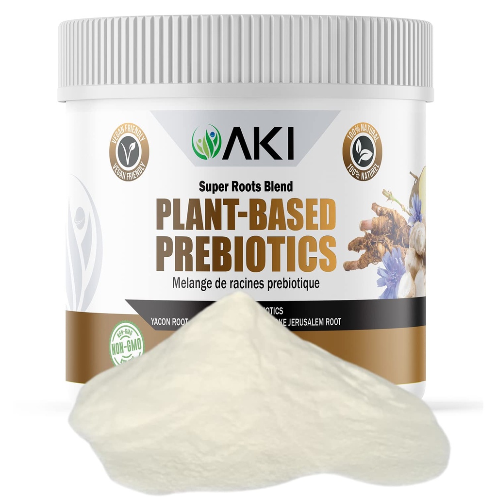 AKI Plant - berbasis Prebiotic Blend (6oz / 170g) - Ideal Sumber FOS & Inulin - Nfeating Intestinal Flora & Ideal & Ideal Protein Shakes, Juice, Smoothies - Keto Friendly, Vegan, Gluten & GMO Bebas