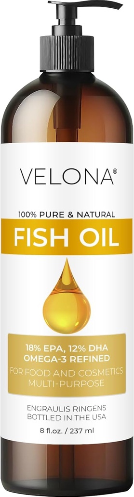 Fish Omega-3 Oil oleh Velona - 8 Fl Oz 124; 100% Murni dan Natural Carrier Oil 124; Diizinkan 124; Vitamin E, D, Omega-3: Memasak, Skin, Wajah, Tubuh, Rambut Perawatan 124; Gunakan Hari Ini - Nikmati Hasil