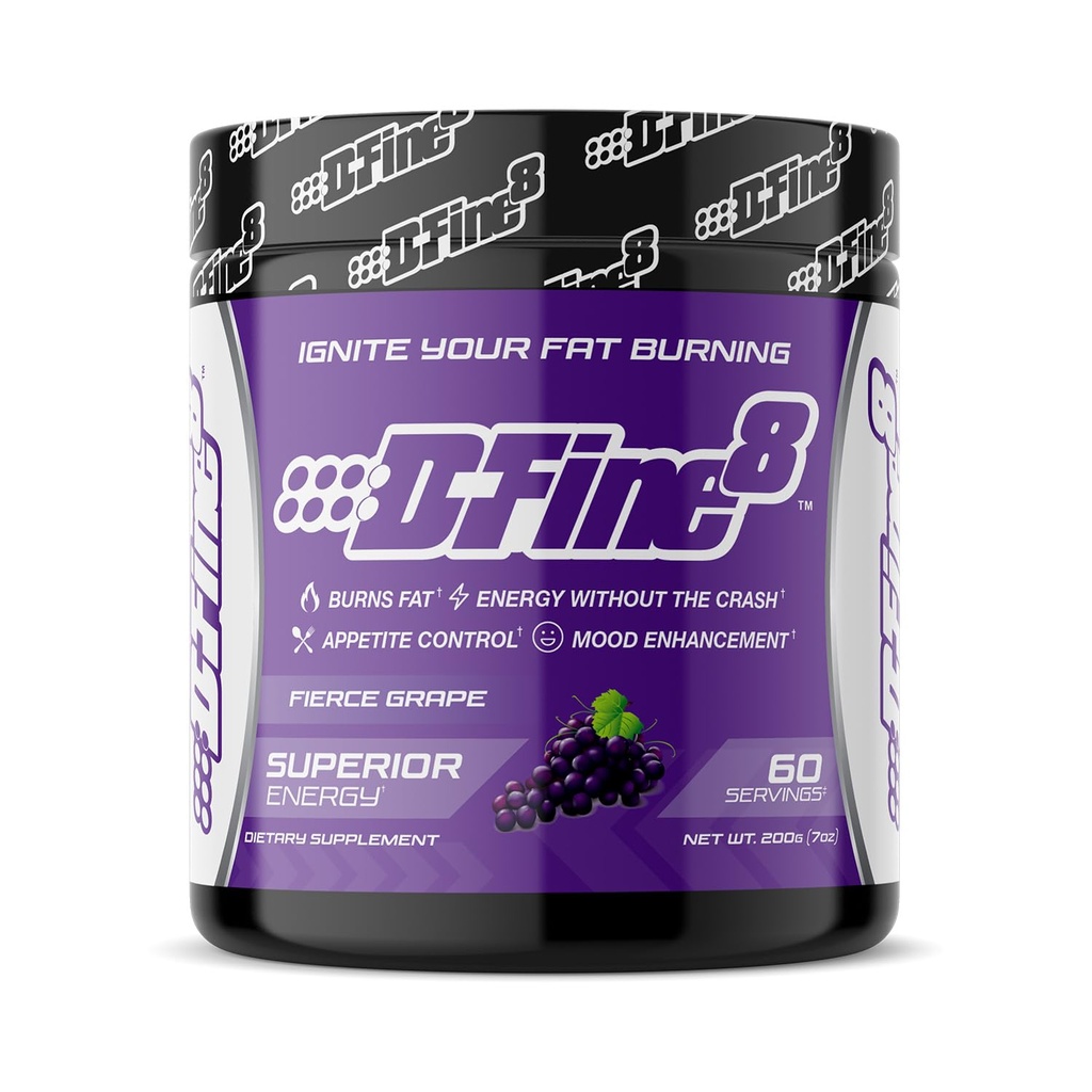 Thermogenic Presout Energy Powder & Shredding Suplement, Boost Energy Mood & Focus, Sugar Free, Contains Senctiv, Endurance, 300mg Caffeine, N- AcetylLL- Tyrosine (Fierce Grape)