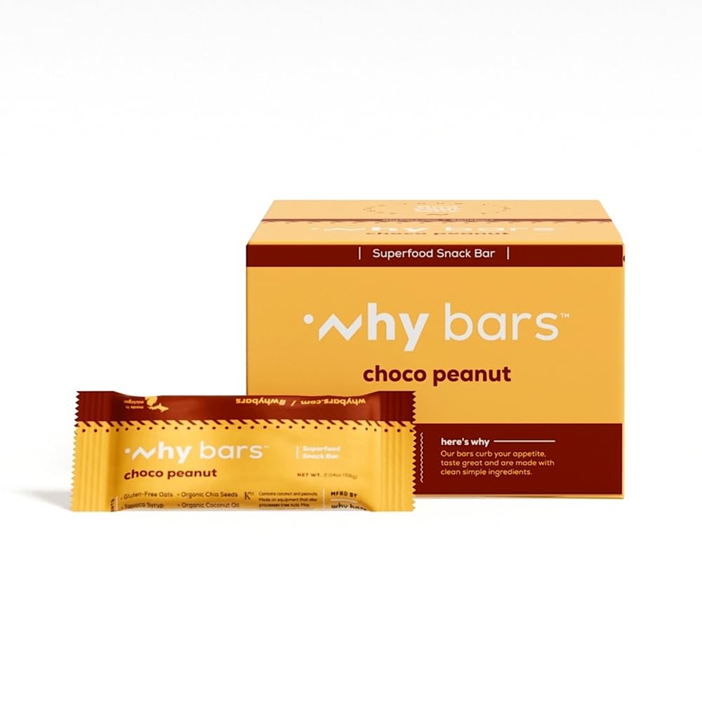 Mengapa Bars, Protein Bars, Chocolate Peanut Butter, 2.04 Ounce Bars (Paket 12 Protein Bars) - Protein Bar Superfood, Gluten Bebas, Non GMO, Organik, Vegan, Ingrediens sederhana
