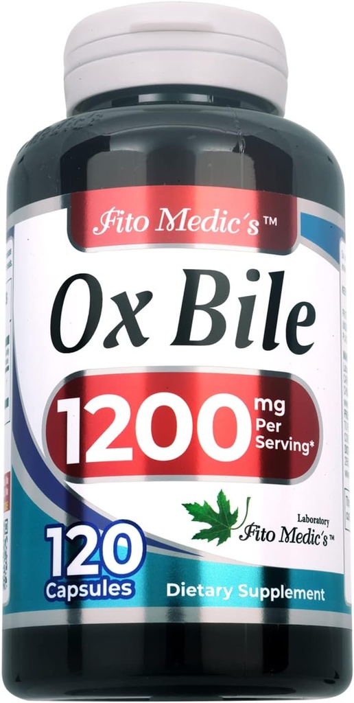 Lab - Bile Salts, Ox Bile, 1200 mg per Serving, 120 Kapten Digeptical Enzymes Suplemen, Ox Bile Suplemen.