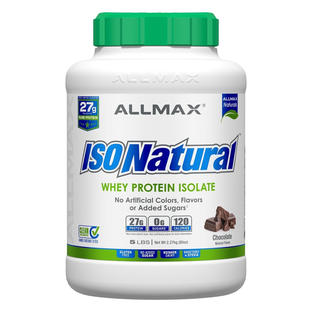 ALLMAX ISTONATURAL Whiy Protein Isolate, Chocolate - 5 lb - 27 Grams of Protein Per Scoop - Zero Fat & Sugar - 99% Laktosa Free - dengan Prefiles - Tidak ada Flavors Artificial - Pendekatan 73.
