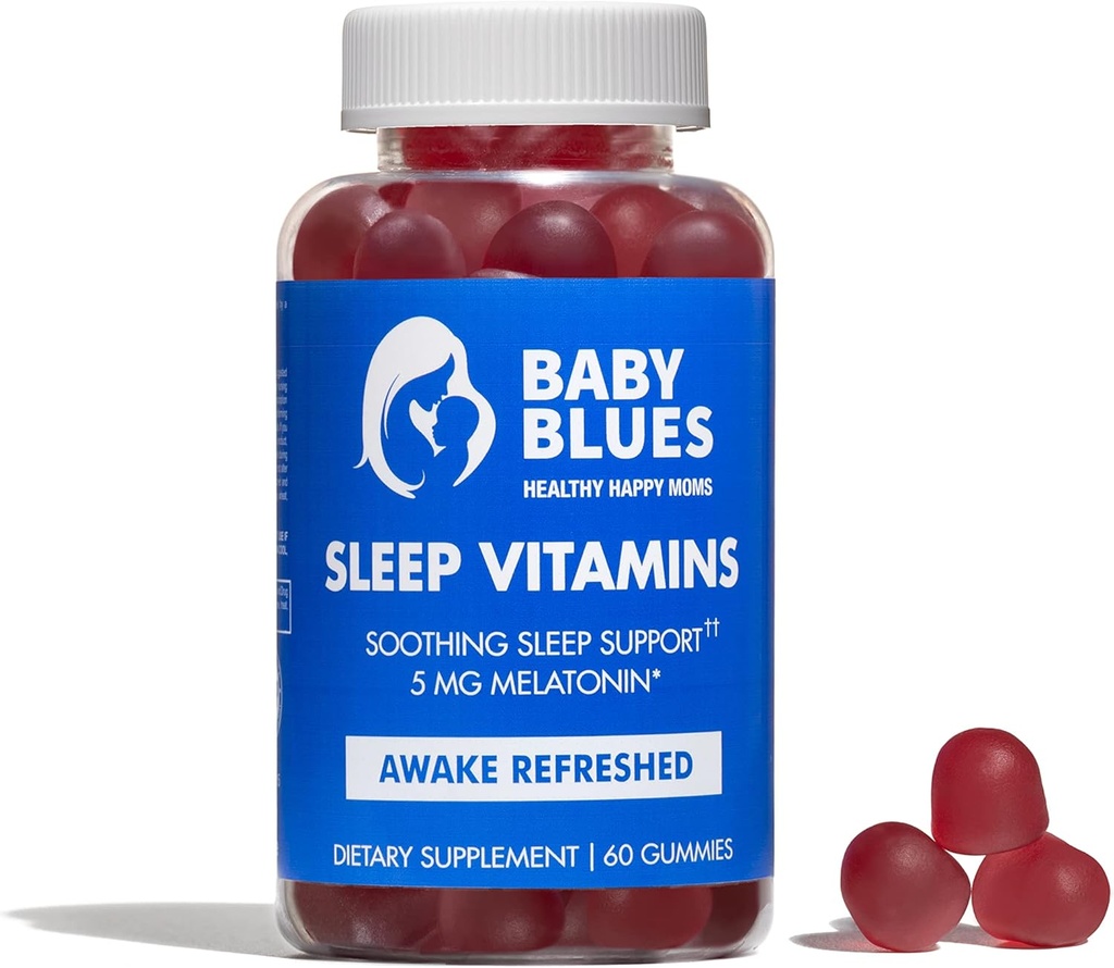 Bayi Blues: tidur Vitamin untuk Ibu - 5mg Melonalin Strawberry Flambored Gummies