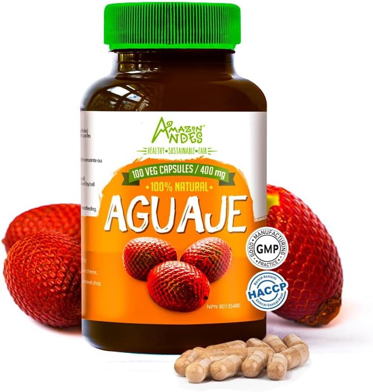 Andes Aguaje Capsules - Perempuan Pendukung Kesehatan dan Hormone Balancer - Wild Harowed di Peru dan berkelanjutan sumber - Non GMO, Cukup Traded & Gluten Free - Buriti 100 Vegan Pil (400mg)