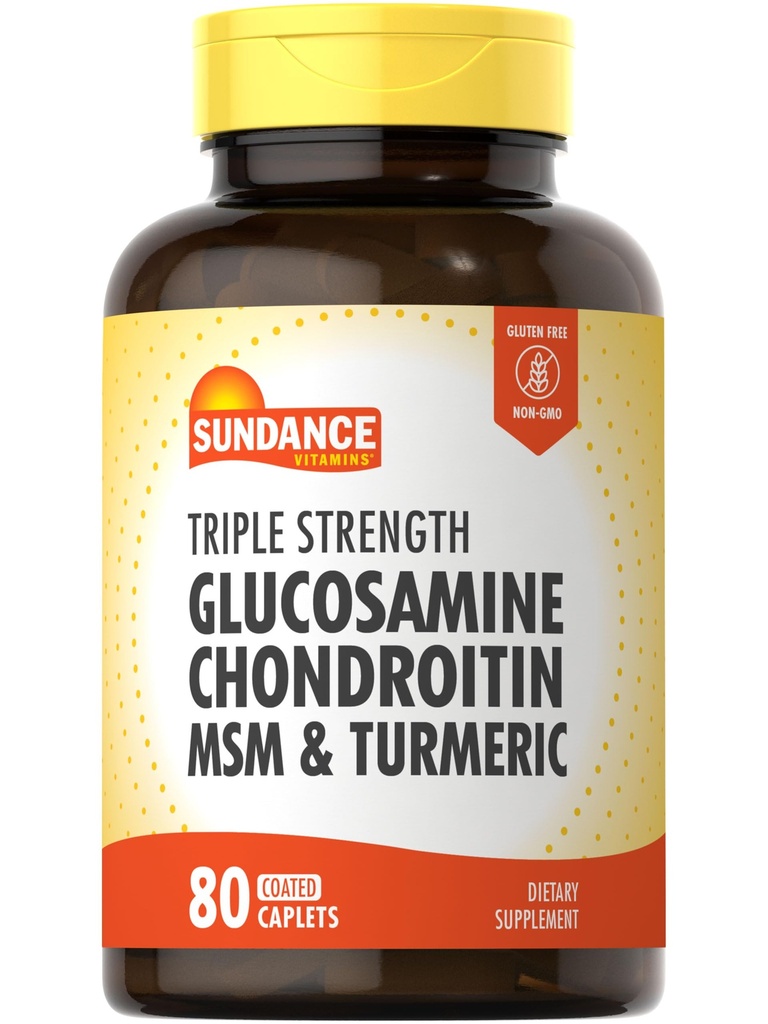 Sundance Glucosamin Chondroitin dengan MSM dan Turmeric 124; 80 Caplets 144; Triple Power Formula 126; Non-GMO dan Gluten Free Suplemen