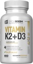 Vitamin D3 K2 Kalsium Suplemen - Vitamin D 5000 IU + Vitamin K2 MK7 100 mcg, Sword & Heart Health Suplemen & Men, D3K2 Teeth Vitamin dengan Bioperin, US-Made Non-GMO 60 Cap