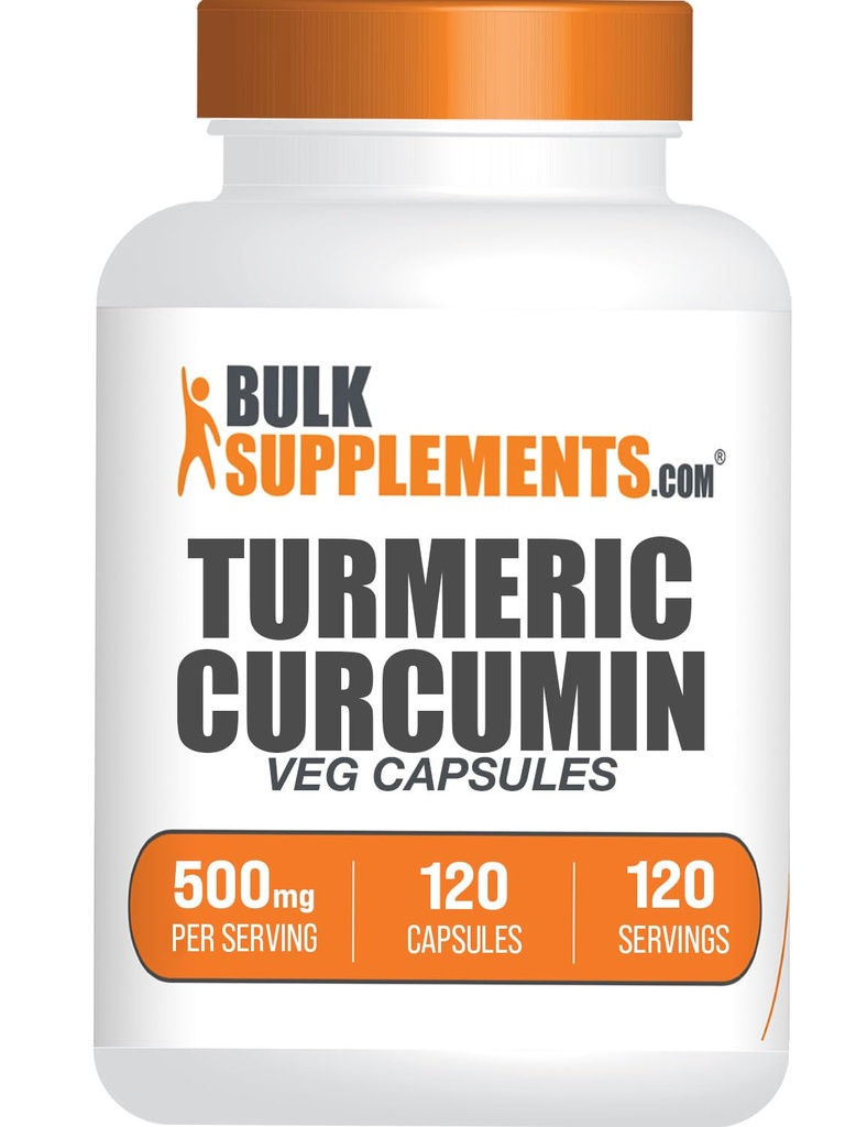 BulkSuplements.com Turmeric 500mg Extract Capsules - Curcumin Suplemen, Turmeric Curcumin - Gluten Bebas, 120 Veg Capsules (Paket 1)
