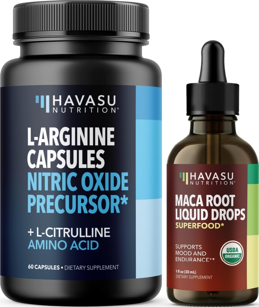HAVASU NUTRITION Organic Maca Root Liquid Drops (60 Servings) & L Arginine L Citrulline Supplemen (30 Servis)
