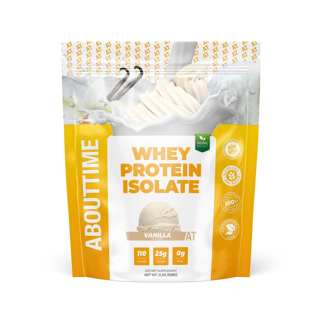 Tentang time whey protein isolat 25g vanila, Natural Ingreations, Non-GMO, Gluten- Free, Lactoe- Free, Zero Sugar, Low Carb, 32 Servings